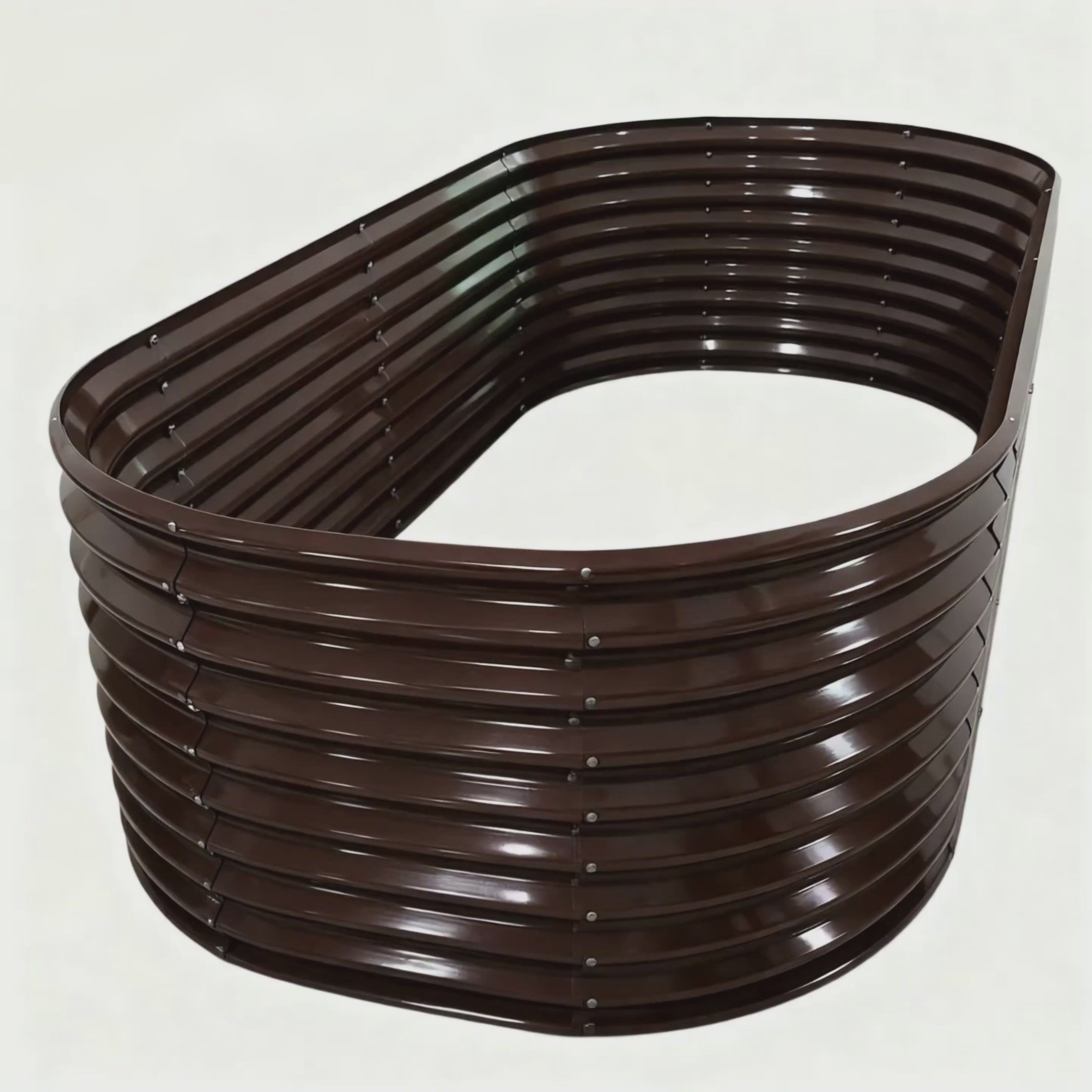30'' Tall_8x4x2.5ft  Oval Modular Sturdy Metal Raised Garden Bed Set (Coffee Brown)