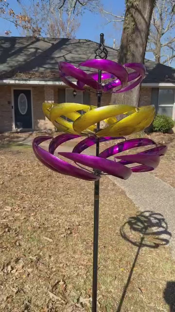 77"  Adjustable Height Metal Kinetic Wind Spinner – Large 360° Swivel Outdoor Garden Wind Sculpture(WS01)