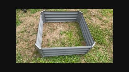 Set of 6: 6x3x1.5ft Rectangular Modular Metal Raised Garden Bed (Grey)