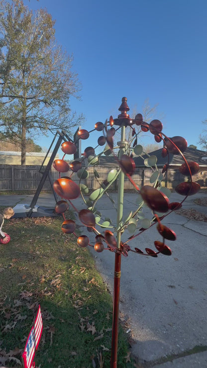 75" / 56" Adjustable Height Metal Kinetic Wind Spinner – Large 360° Swivel Outdoor Garden Sculpture