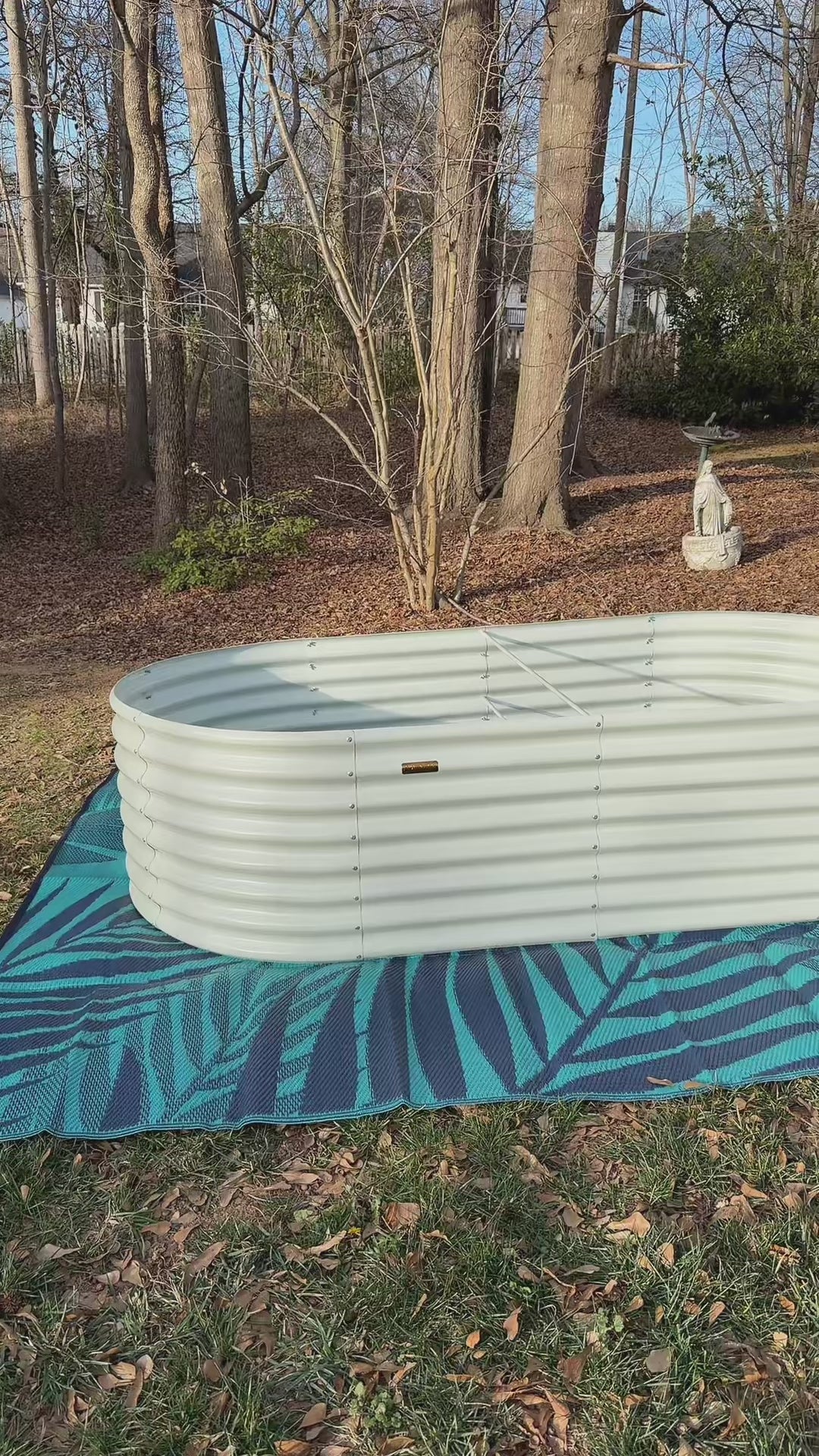 8x4x2ft Oval Modular Metal Raised Garden Bed (Classic White)