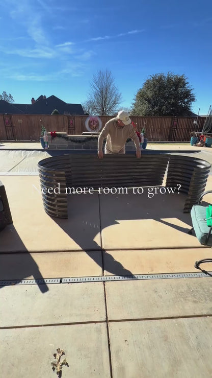 30'' Tall _10x3x2.5ft  Oval Modular Sturdy Metal Raised Garden Bed Set (Gray)