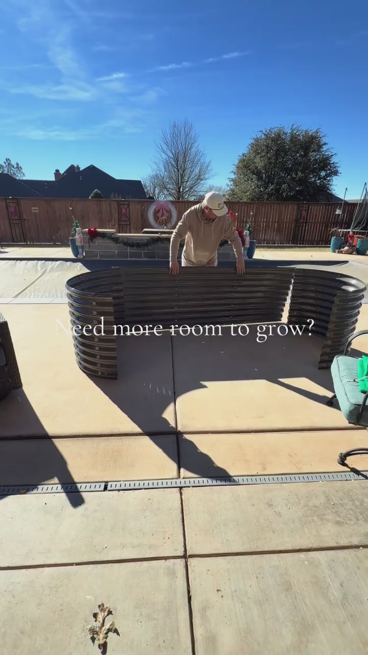 Set of 6: 10'x3'x30''-Tall  Oval Modular Sturdy Metal Raised Garden Bed Set (Coffee Brown)