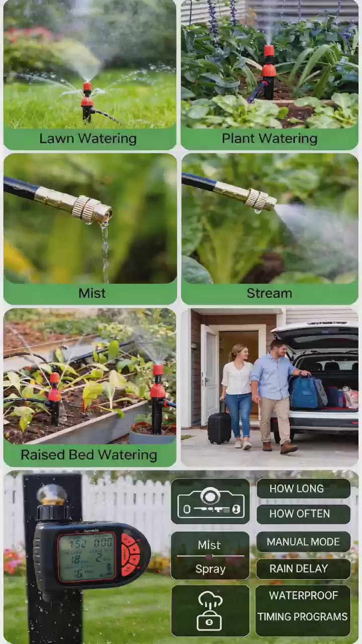82.4FT Automatic Drip Irrigation Kit with Timer & Adjustable Nozzles