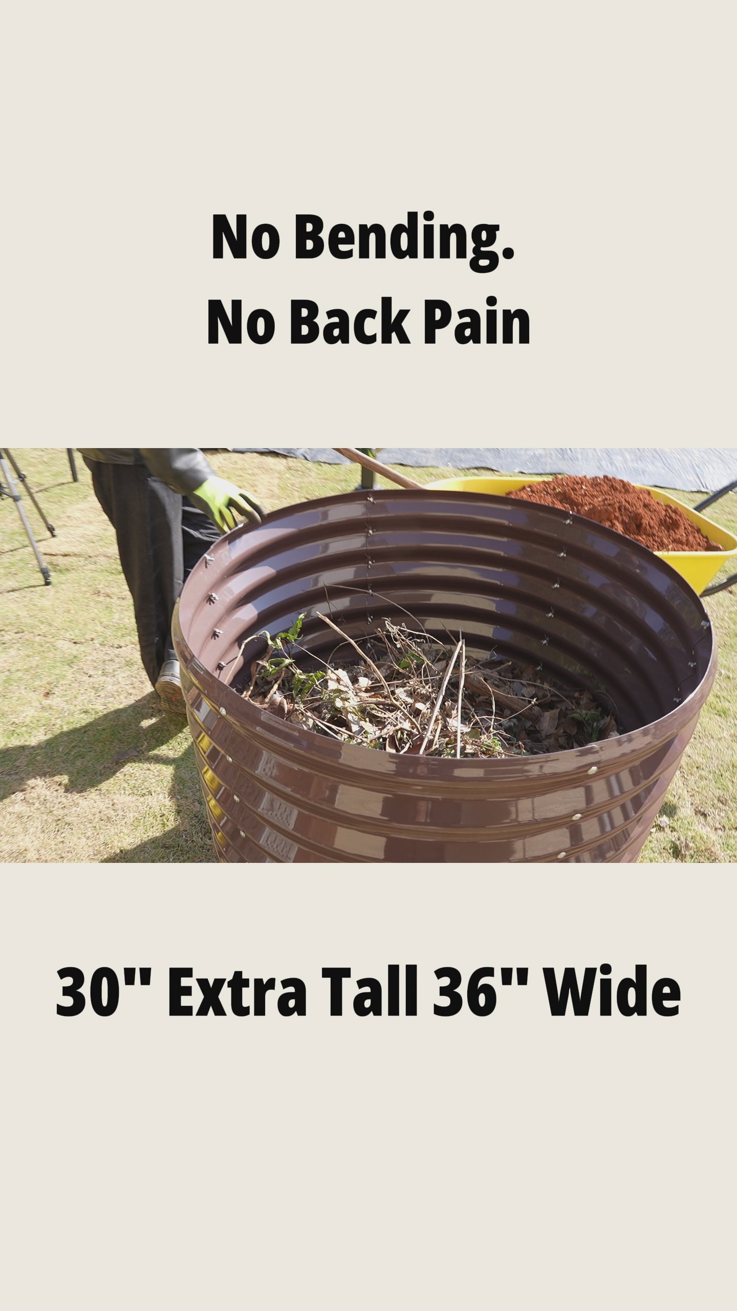 30'' Tall_3x2.5ft Round Metal Raised Garden Beds (Coffee Brown/Quartz Gray)