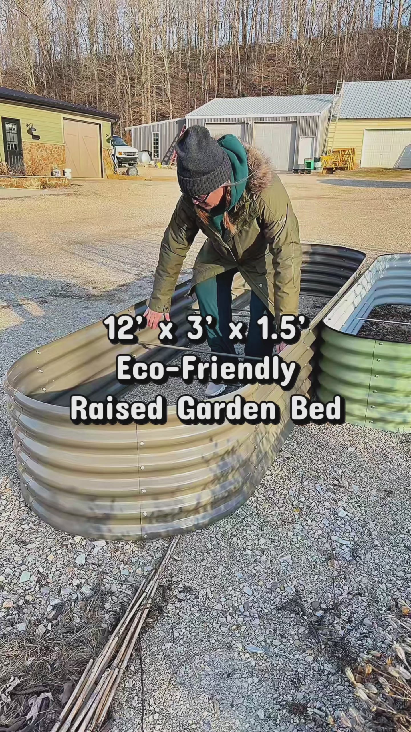 Set of 8: 12x3x1.5ft Oval Modular Metal Raised Garden Bed (Quartz Gray)