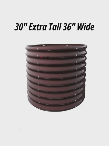 30'' Tall_3x2.5ft Round Metal Raised Garden Beds (Grey/Bronze)