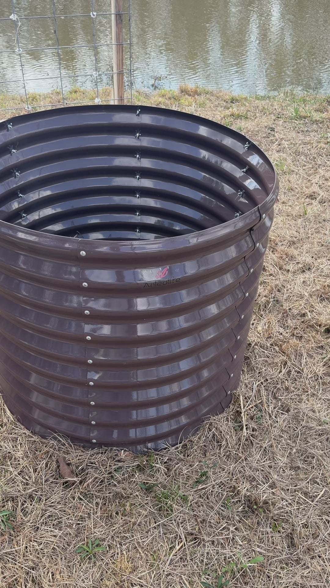 30'' Tall_3x2.5ft Round Metal Raised Garden Beds (Gray/Bronze)