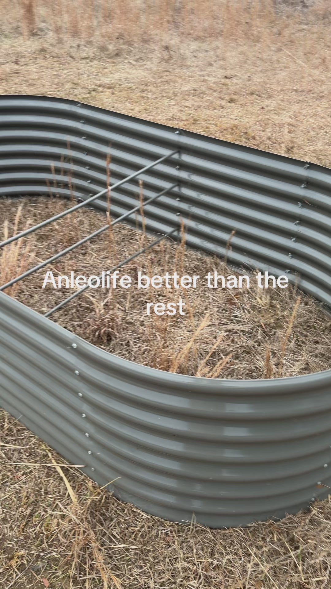 Set of 6: 8x4x2ft Oval Modular Metal Raised Garden Beds (Grey)