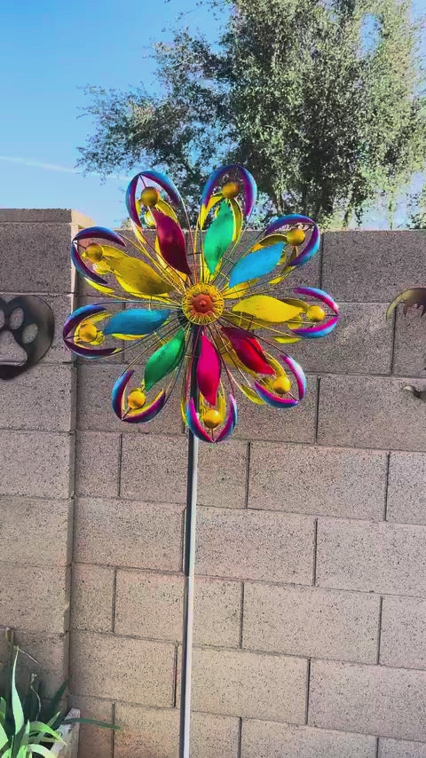 Adjustable 84" Metal Wind Spinner – Large Outdoor Kinetic Garden Sculpture (WS04)