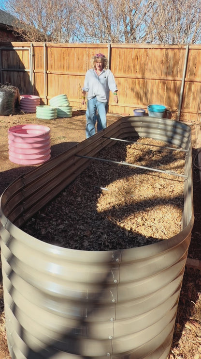 30'' Tall _10x3x2.5ft  Oval Modular Sturdy Metal Raised Garden Bed Set (Gray)