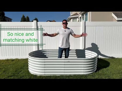 Set of 2: 8x4x2ft Oval Modular Metal Raised Garden Bed (White or Grey)