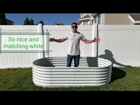 8x4x2ft Oval Modular Metal Raised Garden Bed (Classic White)