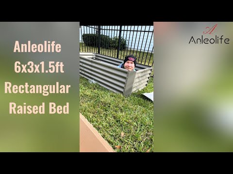 6x3x1.5ft Rectangular Modular Metal Raised Garden Bed (Grey)