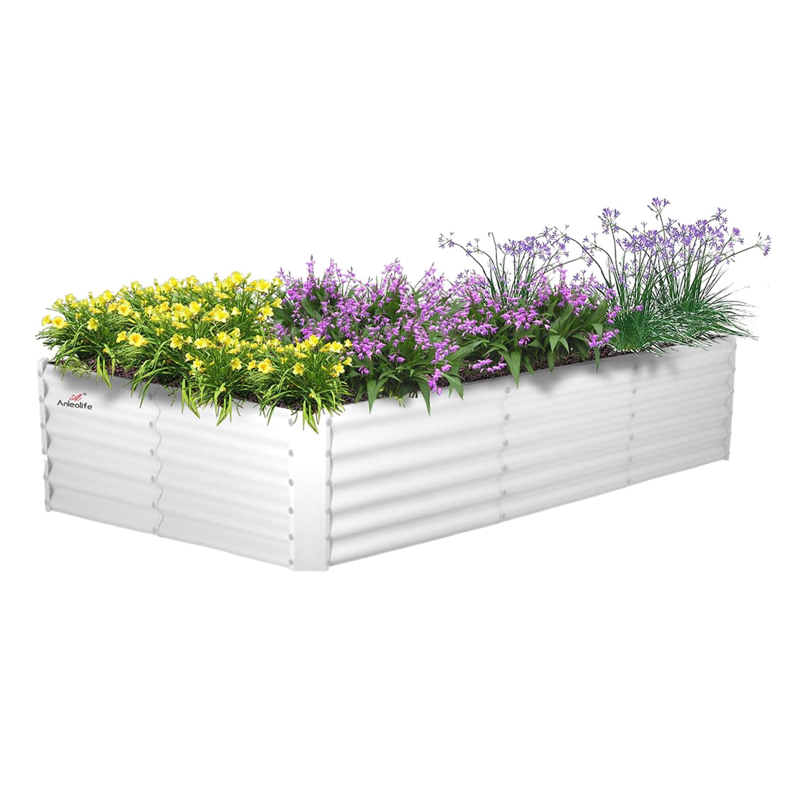 8x4x1.5ft Rectangular Modular Metal Raised Garden Bed (Classic White)