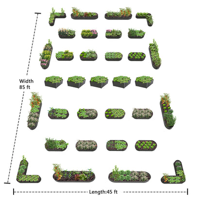 18" Tall Modular Raised Garden Bed Set, 33-Piece Grey Layout for Customizable Gardening