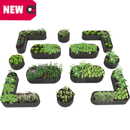Set of 12:  72''x24''x18'', 48''x18'', 81''x81''x18'' Raised Garden Beds Layout (Grey/White)