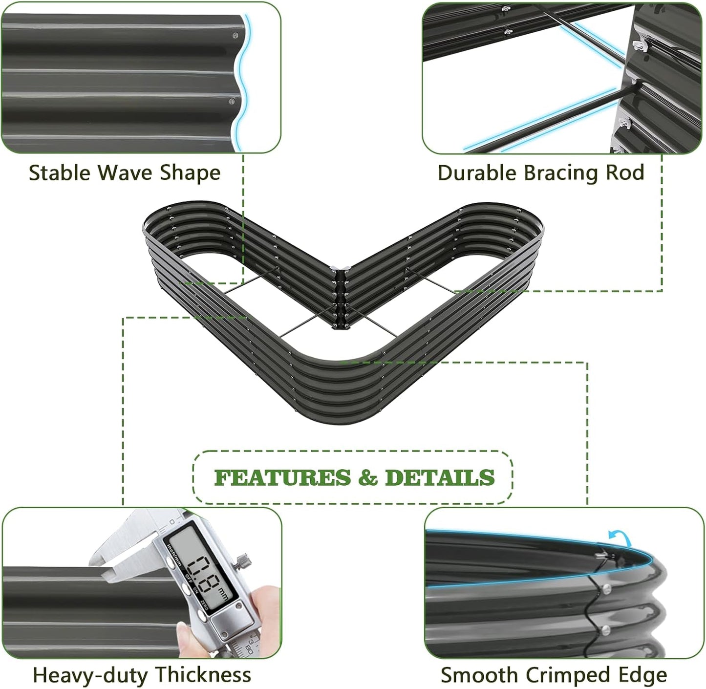 Set of 12:  72''x24''x18'', 48''x18'', 81''x81''x18'' Raised Garden Beds Layout (Grey/White)