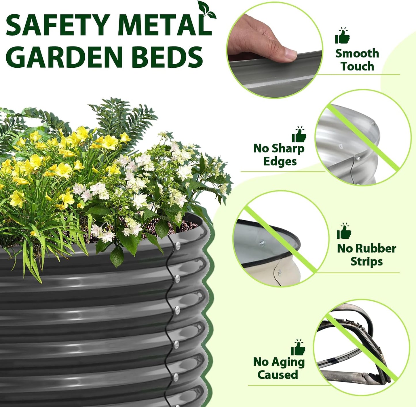 Set of 12:  72''x24''x18'', 48''x18'', 81''x81''x18'' Raised Garden Beds Layout (Grey/White)