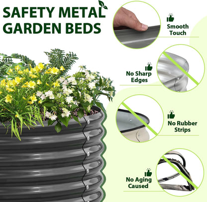Set of 12:  72''x24''x18'', 48''x18'', 81''x81''x18'' Raised Garden Beds Layout (Grey/White)