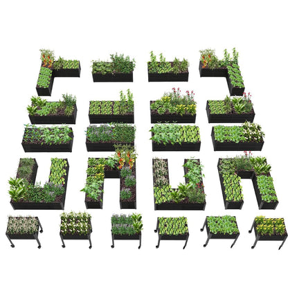 18" Tall Modular Raised Garden Bed Set, 22-Piece Grey Layout for Customizable Gardening