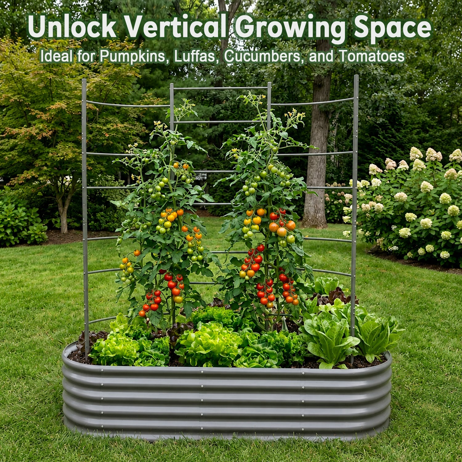 6FT Tall Garden Trellis, Heavy-duty Metal Plant Support for Raised Beds or Ground-level Planting