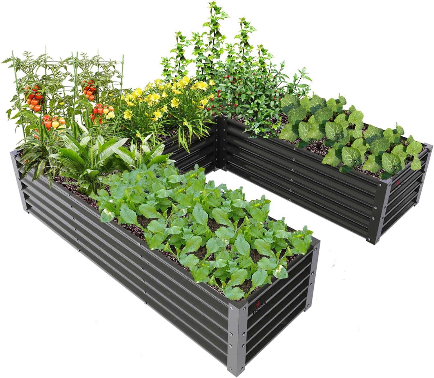 74''x74''x18'' U-shaped Galvanized Steel Raised Garden Bed - Quartz Gray
