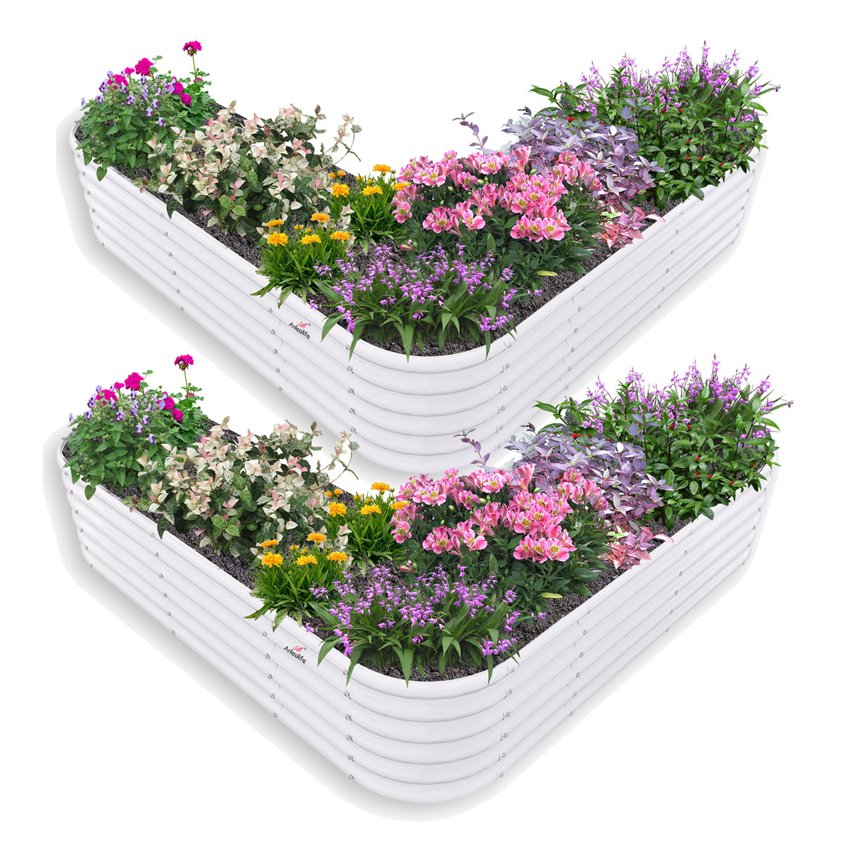 81''x81''x18'' Heart-shaped Galvanized Steel Raised Garden Bed - Classic White