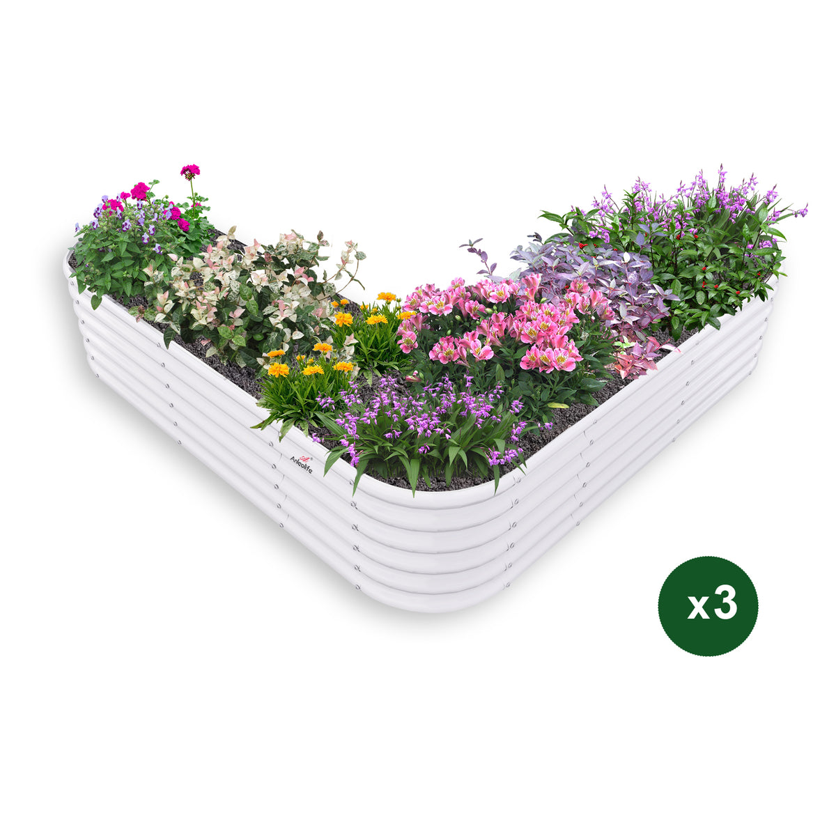 81''x81''x18'' Heart-shaped Galvanized Steel Raised Garden Bed - Classic White