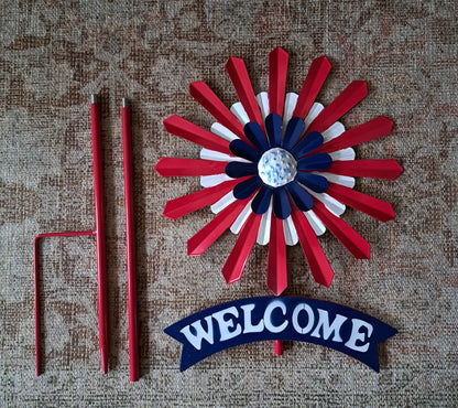 77" / 58" Adjustable Height Metal Kinetic Wind Spinner – Large 360° Swivel Outdoor Garden Wind Sculpture