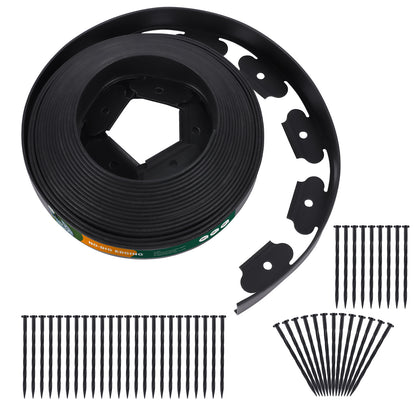 2''x 40ft No-dig Black Plastic Garden Landscape Edging Kit, 40pcs Spikes incl.