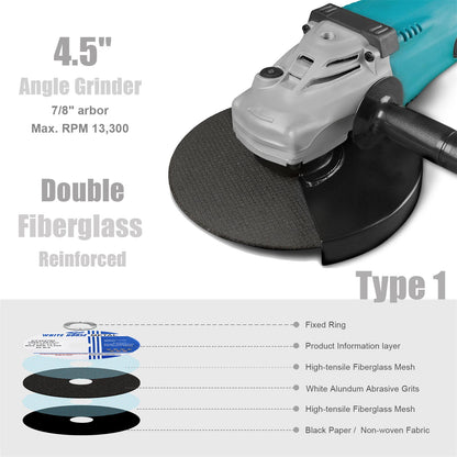 Cut Off Wheels Optimized for Cutting Stainless Steel and Other High Tensile Metals, 4-1/2" x .045" x 7/8" - 25 Pack