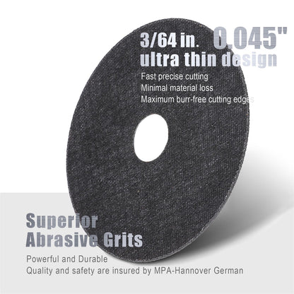 Ultra Thin Cut Off Wheel 4-1/2'' x .045'' x 7/8'' for Metal and Stainless Steel Cutting, Type 1, Angle Grinder Uses (12 PCS)