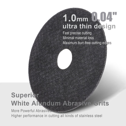 Cut Off Wheel Optimized for Cutting Stainless Steel and Other High Tensile Metals, 4" x .040" x 5/8" - 12 Pack, Angle Grinder Uses