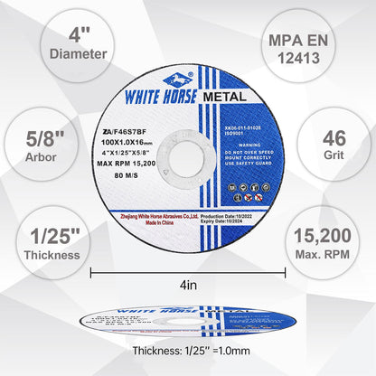 Cut Off Wheel Optimized for Cutting Stainless Steel and Other High Tensile Metals, 4" x .040" x 5/8" - 12 Pack, Angle Grinder Uses