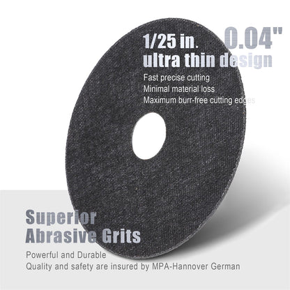 Ultra Thin Cut Off Wheel 4'' x .04'' x 5/8'' for Metal and Stainless Steel Cutting, Type 1, Angle Grinder Uses (25 PCS)