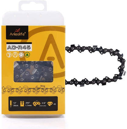 Semi Chisel Chainsaw Chain for 12 inch Bar .043" Gauge, 3/8" Pitch