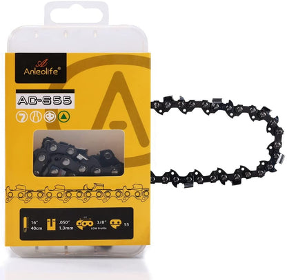 Anleolife Chainsaw Chain for 16" Bar 3/8" LP Pitch .050" Gauge