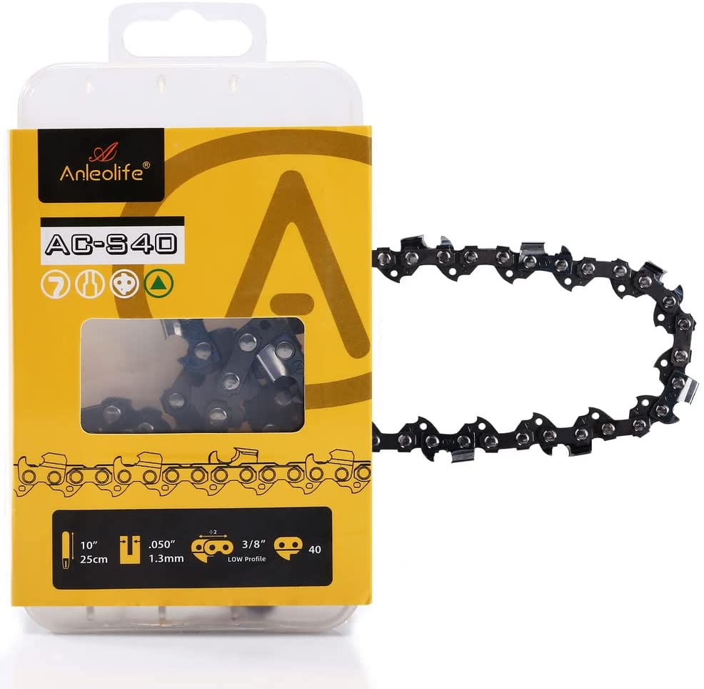 Anleolife Chainsaw Chain for 10" Bar 3/8" LP Pitch .050" Gauge
