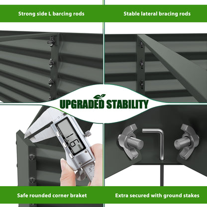 8x4x1.5ft Rectangular Modular Metal Raised Garden Bed Set (Grey)