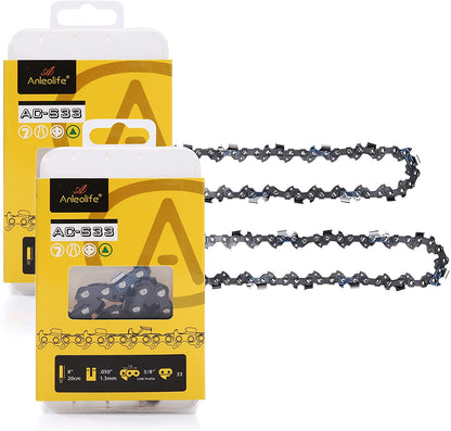 Anleolife Chainsaw Chain for 8-Inch Bar 3/8" LP Pitch-.050" Gauge