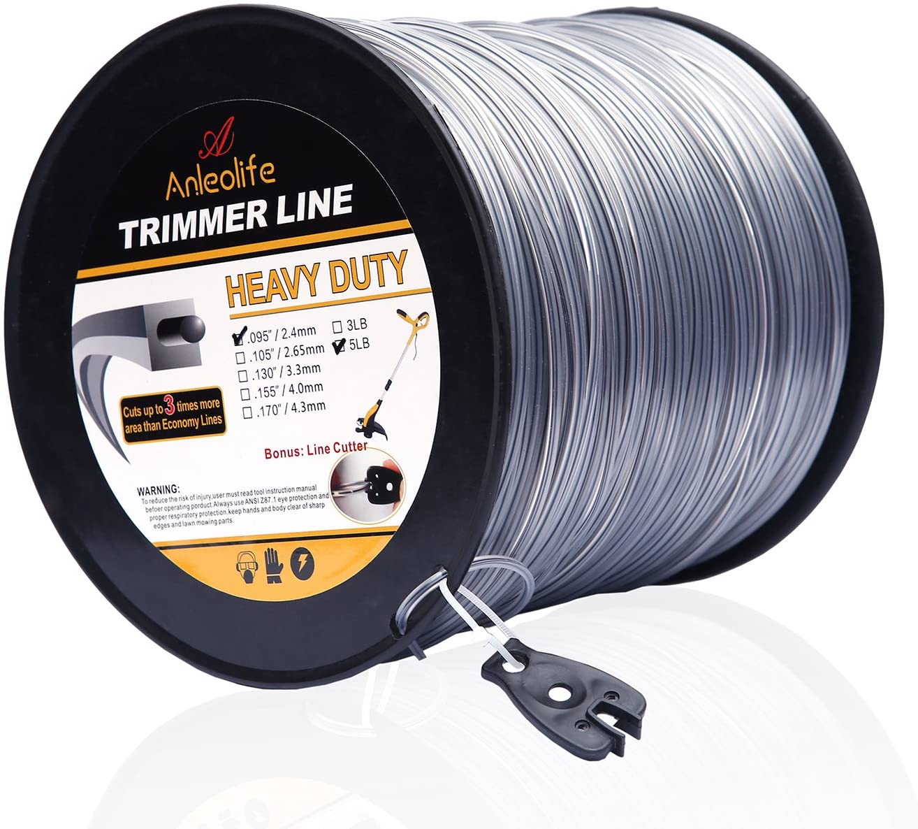 Anleolife Heavy Duty Square Trimmer Line 095" x 1280ft, 5lb