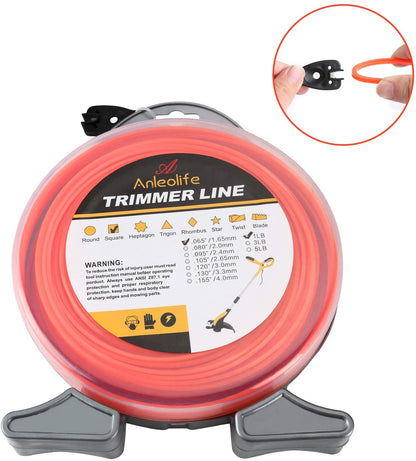 Anleolife Commercial Square Trimmer Line .065'' x 370ft, 1lb