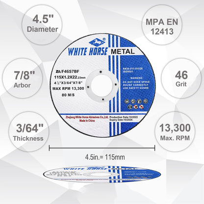 Cut Off Wheels Optimized for Cutting Stainless Steel and Other High Tensile Metals, 4-1/2" x .045" x 7/8" - 12 Pack